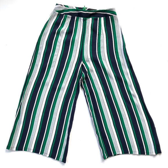 Solemio Los Angeles Striped Wide Leg Cropped Pants - Picture 1 of 4